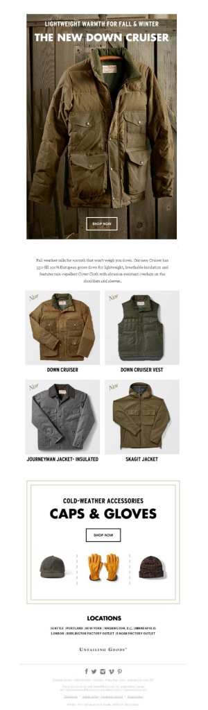 C.C. Filson Co. email sent October 15th, 2015