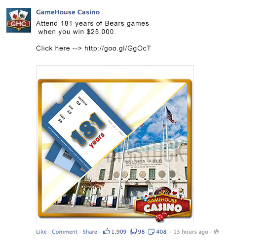 GameHouse Facebook promoted post 04