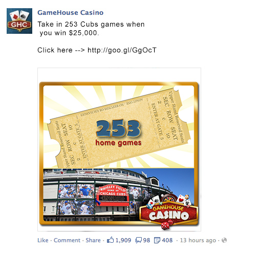 GameHouse Facebook promoted post 06