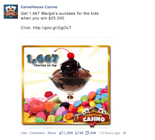 GameHouse Facebook promoted post 01